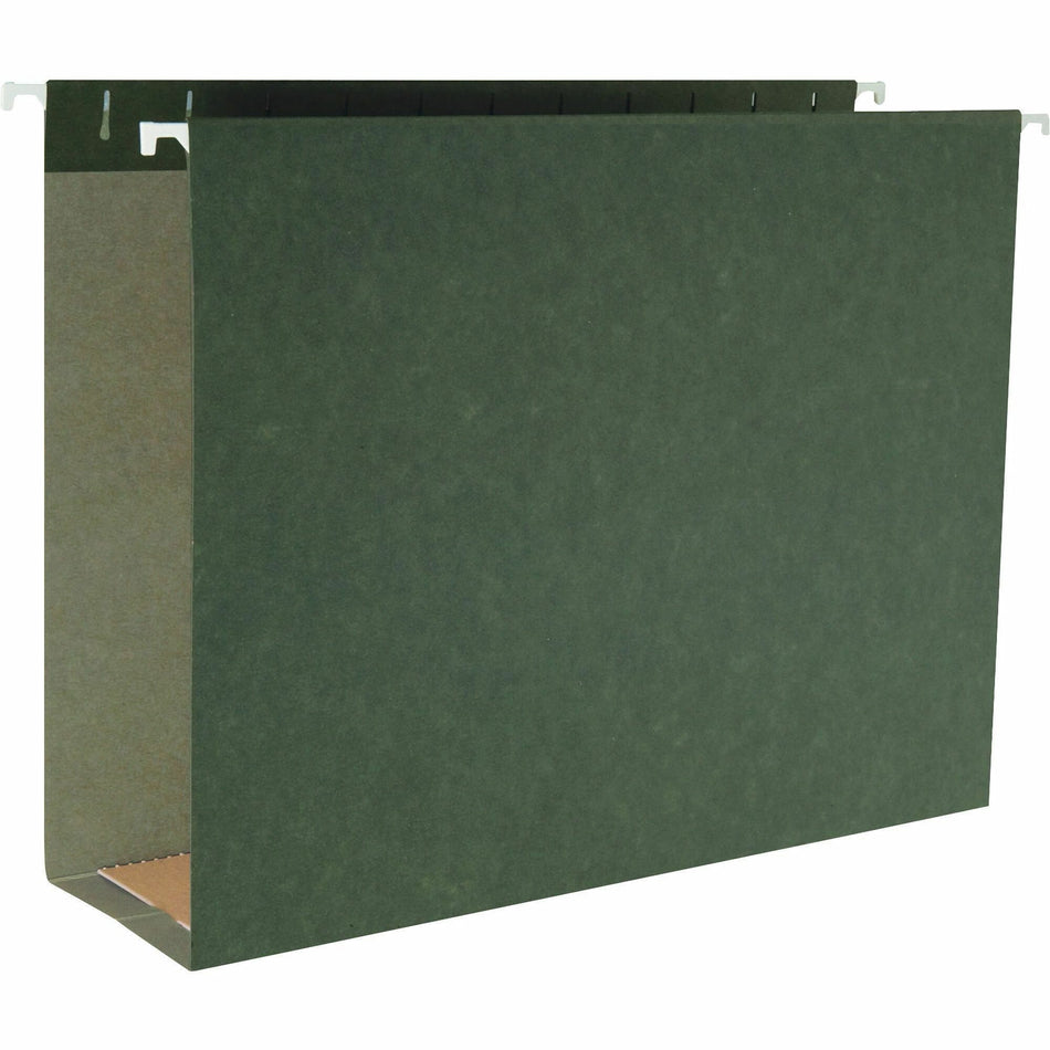 Business Source 1/5 Tab Cut Legal Recycled Hanging Folder - 8 1/2" x 14" - Capacity3" Expansion - Standard Green - 10% Recycled - 25 / Box