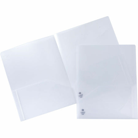 Business Source 78498 Letter Pocket Folder - 8 1/2" x 11" - 60 Sheets Capacity - 2 Pocket(s) - Poly - Clear - 5 / Pack