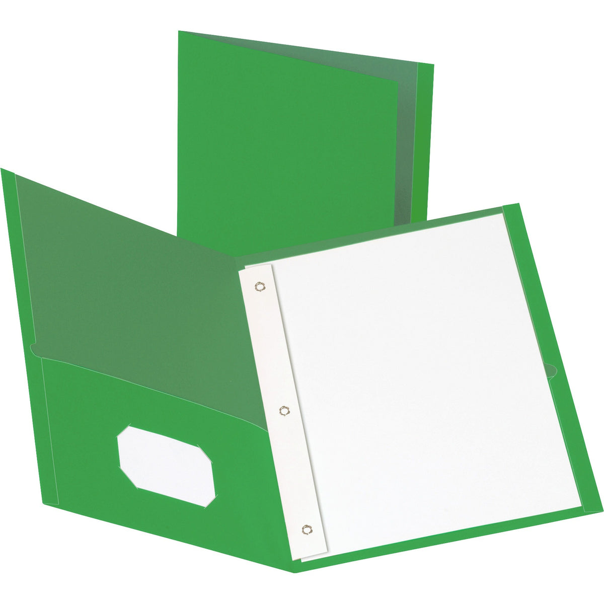 Business Source Letter Recycled Pocket Folder - 8 1/2" x 11" - 100 Sheets Capacity - 3 x Prong Fastener(s) - 1/2" Fastener Capacity - 2 Inside Front & Back Pocket(s) - Leatherette - Green - 35% Recycled - 25 / Box