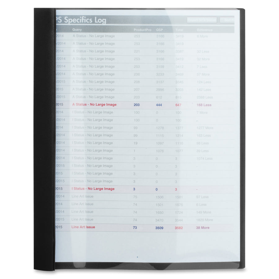 Business Source Letter Report Cover - 1/2" Folder Capacity - 8 1/2" x 11" - 100 Sheets Capacity - 3 x Prong Fastener(s) - Black - Durable, Non-stick, Heavy Duty, Water Resistant, Textured - 25 / Box