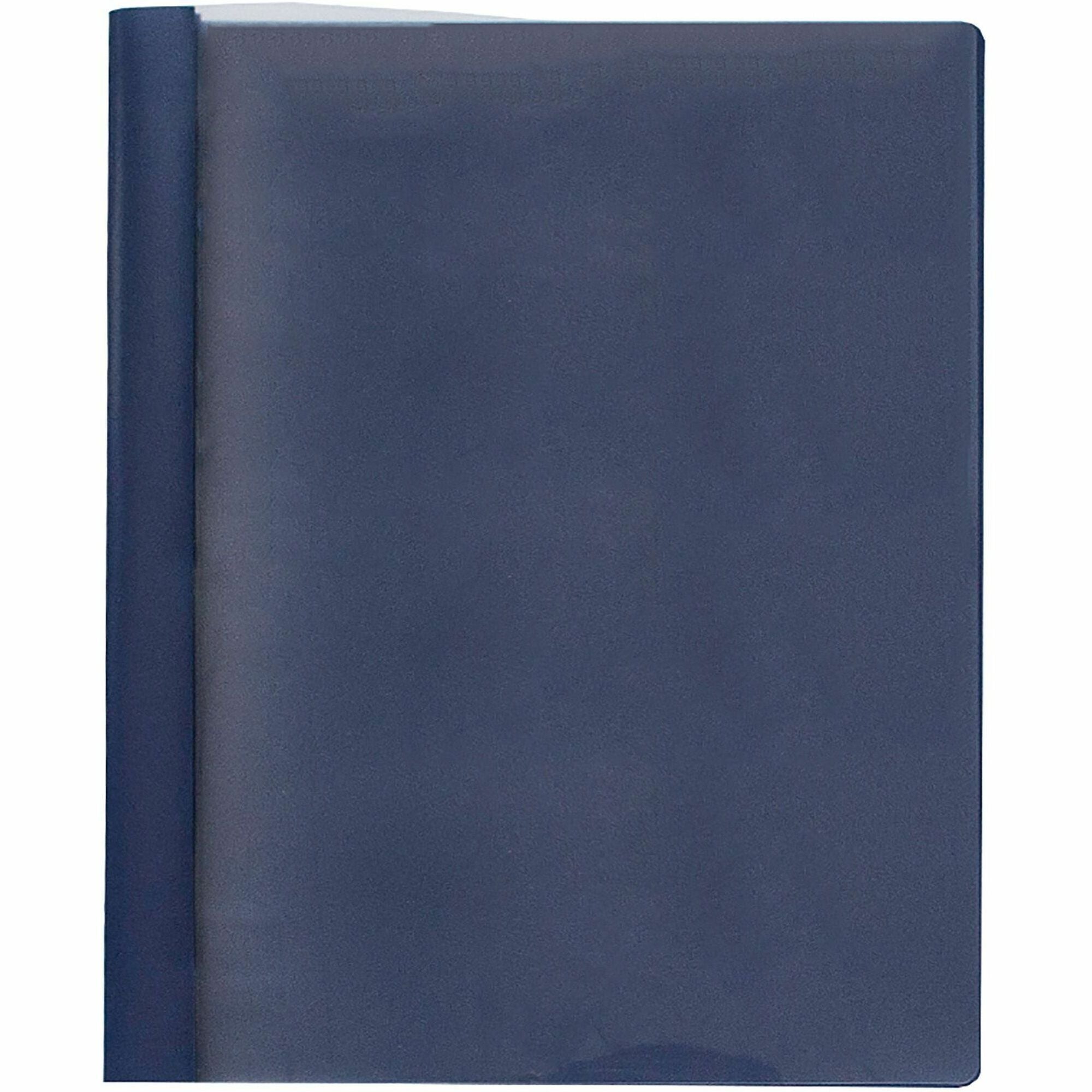 Business Source Letter Report Cover - 1/2" Folder Capacity - 8 1/2" x 11" - 100 Sheets Capacity - 3 x Prong Fastener(s) - Clear, Dark Blue - Durable, Non-stick, Heavy Duty, Water Resistant, Textured - 25 / Box