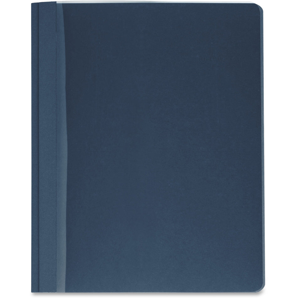 Business Source Letter Report Cover - 8 1/2" x 11" - 100 Sheets Capacity - 3 x Prong Fastener(s) - Clear, Dark Blue - Textured, Non-stick - 25 / Box
