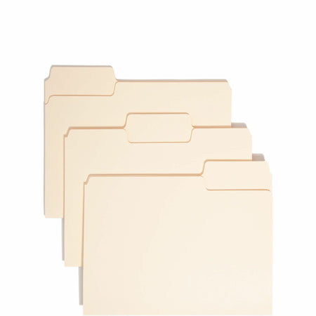 Smead SuperTab 1/3 Tab Cut Letter Recycled Top Tab File Folder - 8 1/2" x 11" - 3/4" Expansion - Top Tab Location - Assorted Tab Position - 14 pt. - 1 Plys - Manila - Durable, Heavyweight - 10% Recycled - 50 / Box