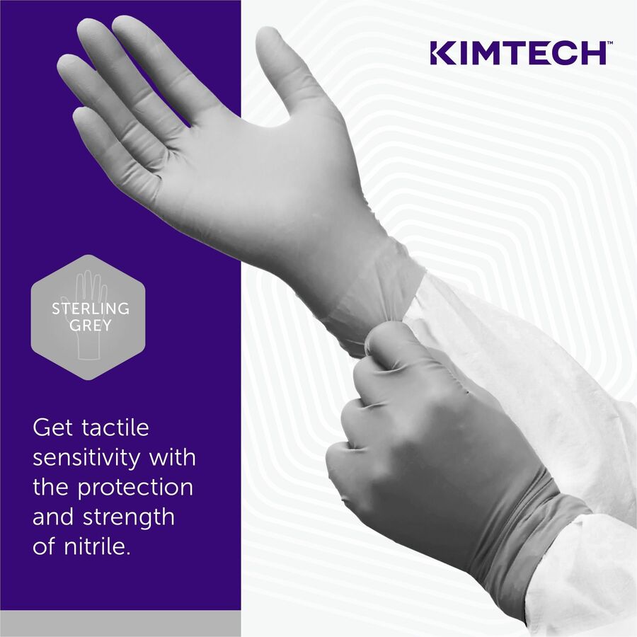 KIMTECH Sterling Nitrile Exam Gloves - 9.5" - 9.50" Glove Length - X-Large Size - For Right/Left Hand - Light Gray - Latex-free, Textured Fingertip, Non-sterile - For Laboratory Application, Chemotherapy, Industrial - 170 / Box