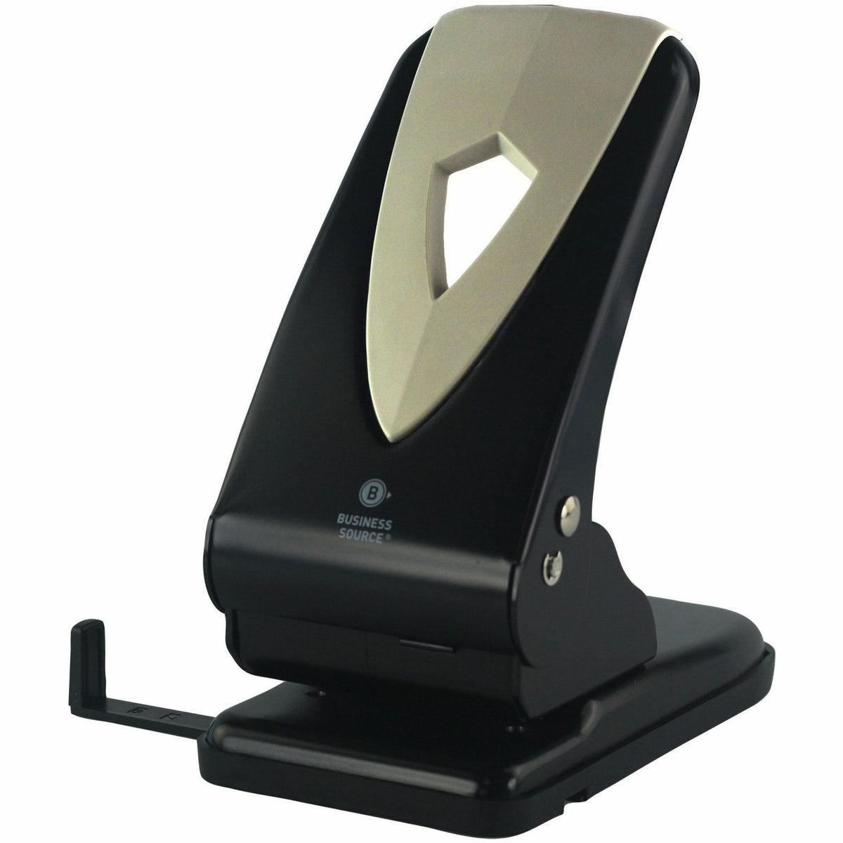 Business Source Two-hole Metal Punch - 2 Punch Head(s) - 65 Sheet of 20lb Paper - 1/4" Punch Size - Metal - Black, Gray