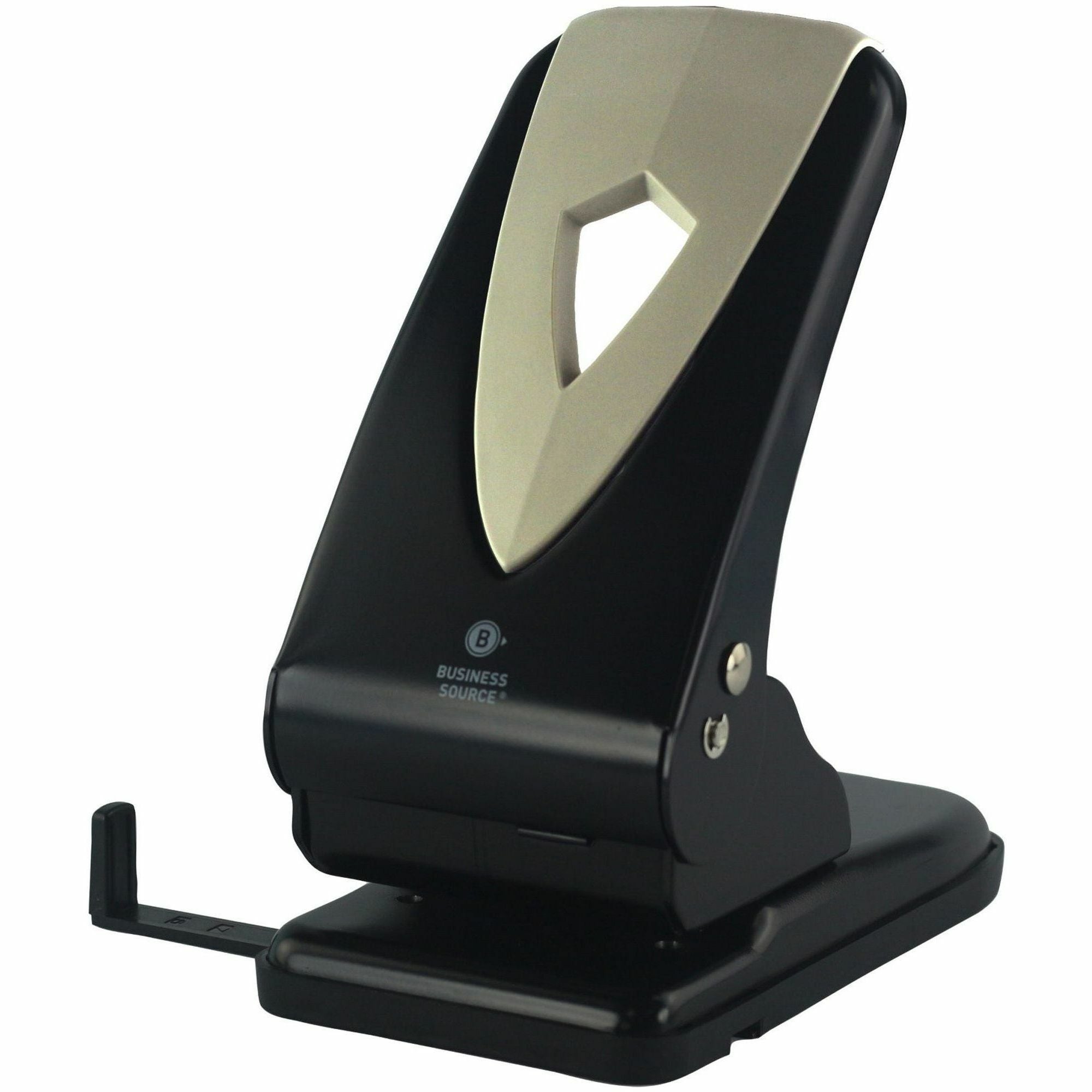 Business Source Two-hole Metal Punch - 2 Punch Head(s) - 65 Sheet of 20lb Paper - 1/4" Punch Size - Metal - Black, Gray