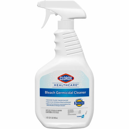 Clorox Healthcare Bleach Germicidal Cleaner Spray - For Multipurpose - Ready-To-Use - 32 fl oz (1 quart) - Recommended For: Germs Remover, Virus Remover - White, Clear Bottle - 1 Each