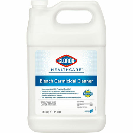 Clorox Healthcare Bleach Germicidal Cleaner Refill - For Nonporous Surface, Hard Surface - Concentrate - Liquid - 128 fl oz (4 quart) - Disinfectant, Anti-corrosive, Unscented - White Bottle - 1 Each