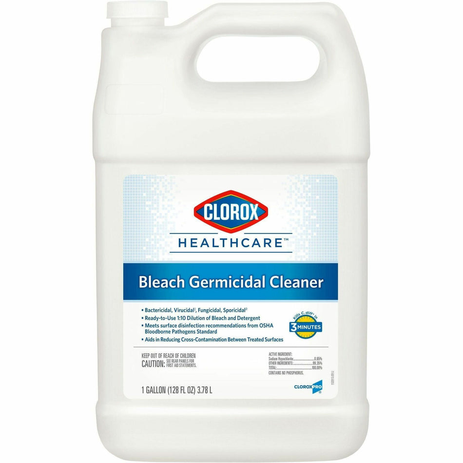 Clorox Healthcare Bleach Germicidal Cleaner Refill - For Nonporous Surface, Hard Surface - Concentrate - Liquid - 128 fl oz (4 quart) - Disinfectant, Anti-corrosive, Unscented - White Bottle - 1 Each