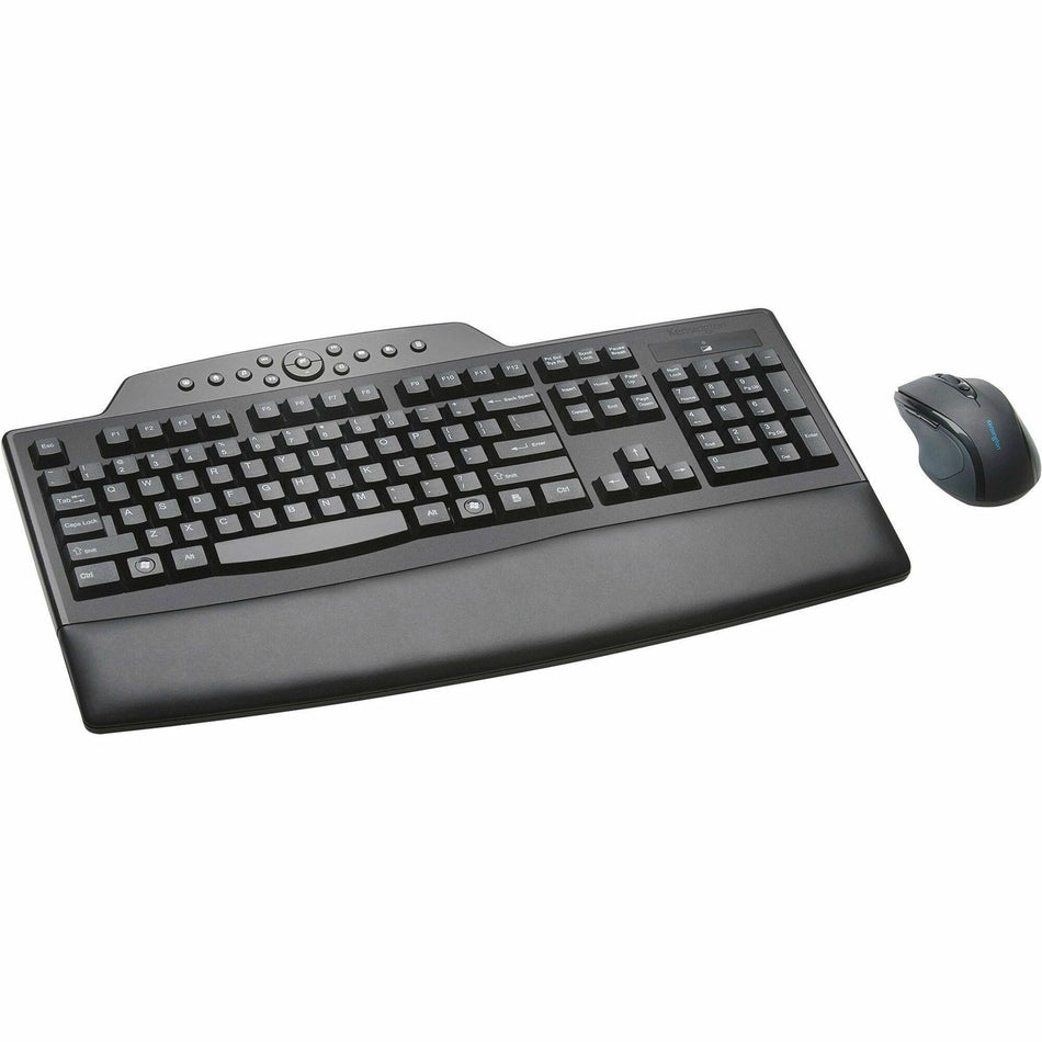 Kensington Pro Fit Wireless Desktop Set - USB Wireless RF 2.40 GHz Keyboard - Black - USB Wireless RF Mouse - Black - Right-handed for PC - 1 Each