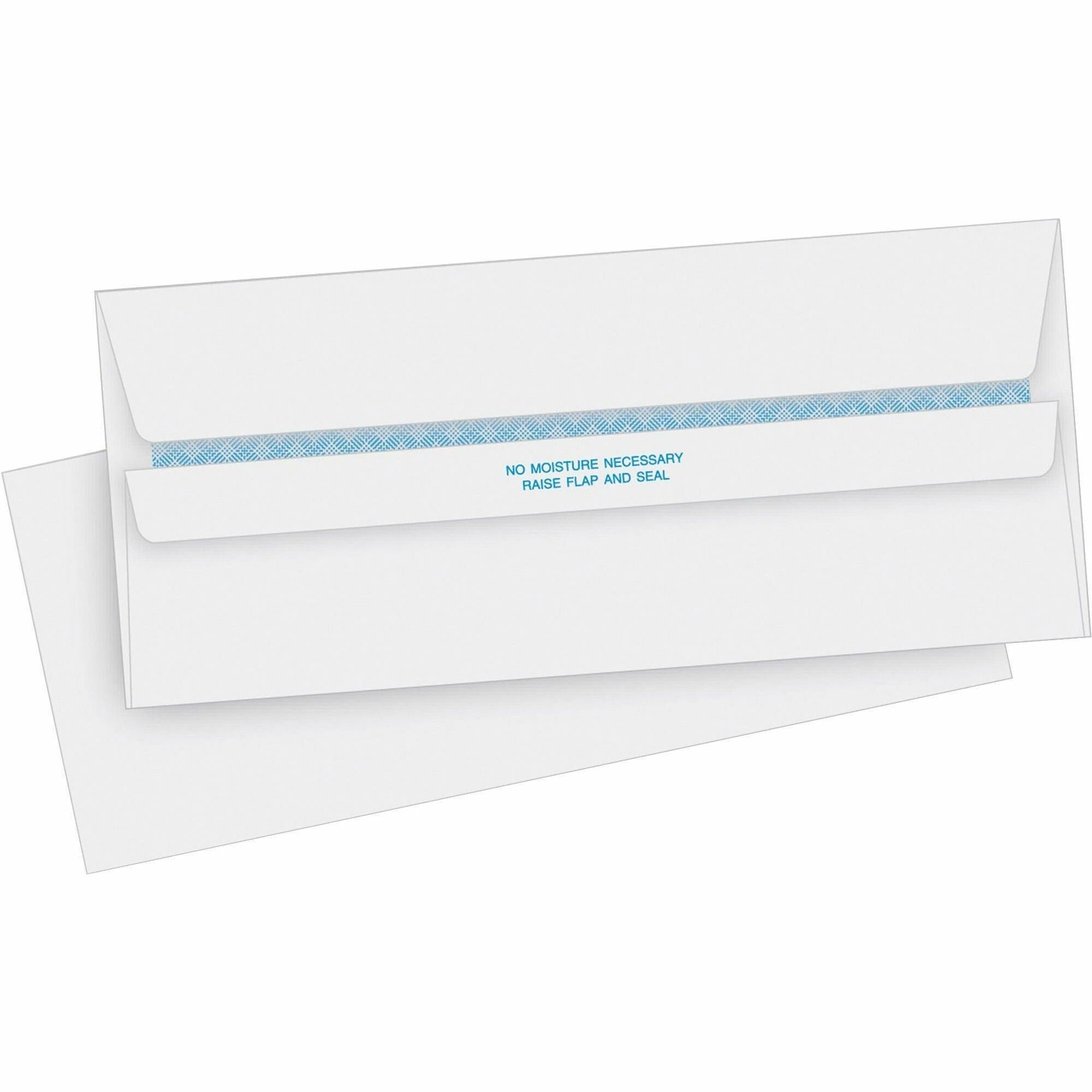Business Source Regular Security Invoice Envelopes - Business - #10 - 4 1/8" Width x 9 1/2" Length - 24 lb - Self-sealing - White - 500 / Box