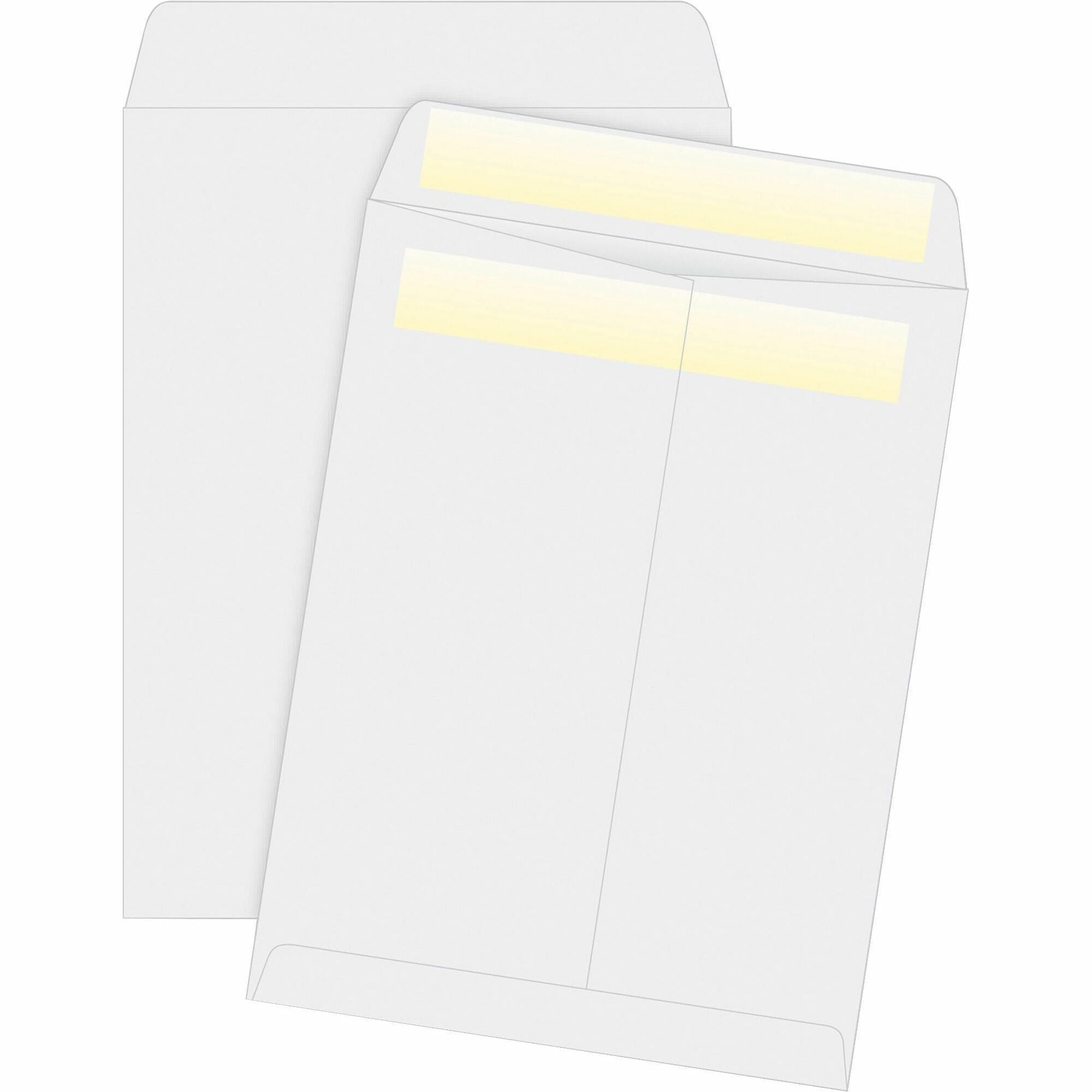 Business Source Press/Seal Catalog Envelopes - Catalog - 9" Width x 12" Length - 28 lb - Self-sealing - White - 100 / Box