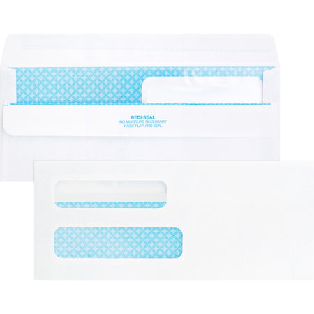 Business Source Double Window No. 8-5/8 Check Envelopes - Double Window - #8 5/8 - 8 5/8" Width x 3 5/8" Length - 24 lb - Self-sealing - White - 500 / Box
