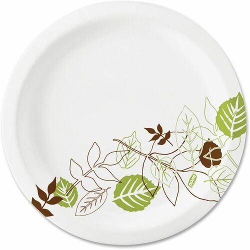 Dixie Pathways 7’’ Paper Plates: 6.9’’ Diameter White & Green - 1000/Carton - Plates
