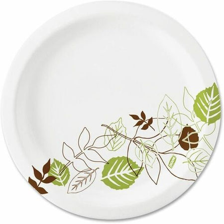 Dixie Pathways 7’’ Paper Plates: 6.9’’ Diameter White & Green - 1000/Carton - Plates