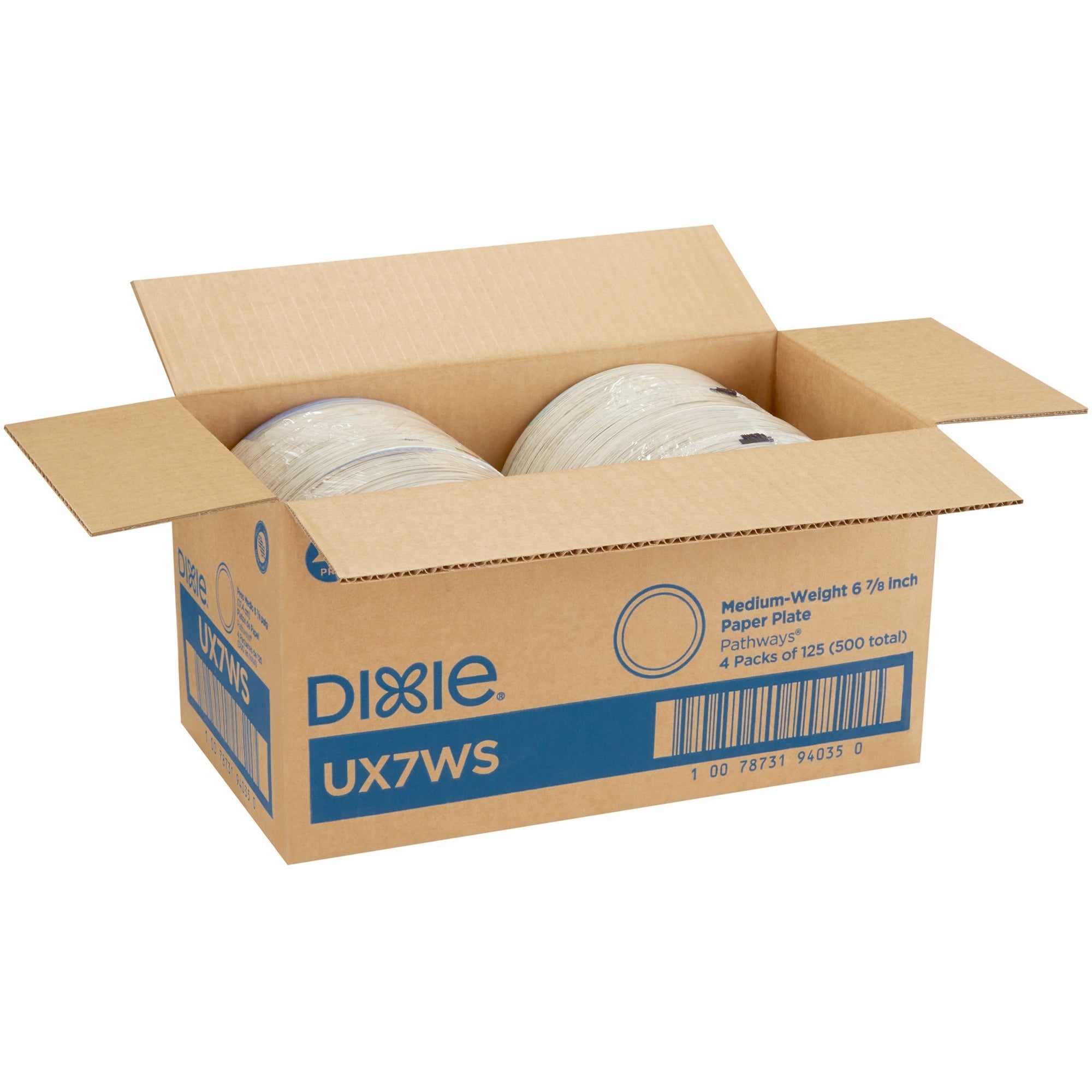 Dixie Pathways 7" Medium-weight Paper Plates by GP Pro - 6.9" Diameter - White - Paper Body - 125 / Pack - 4 / Carton