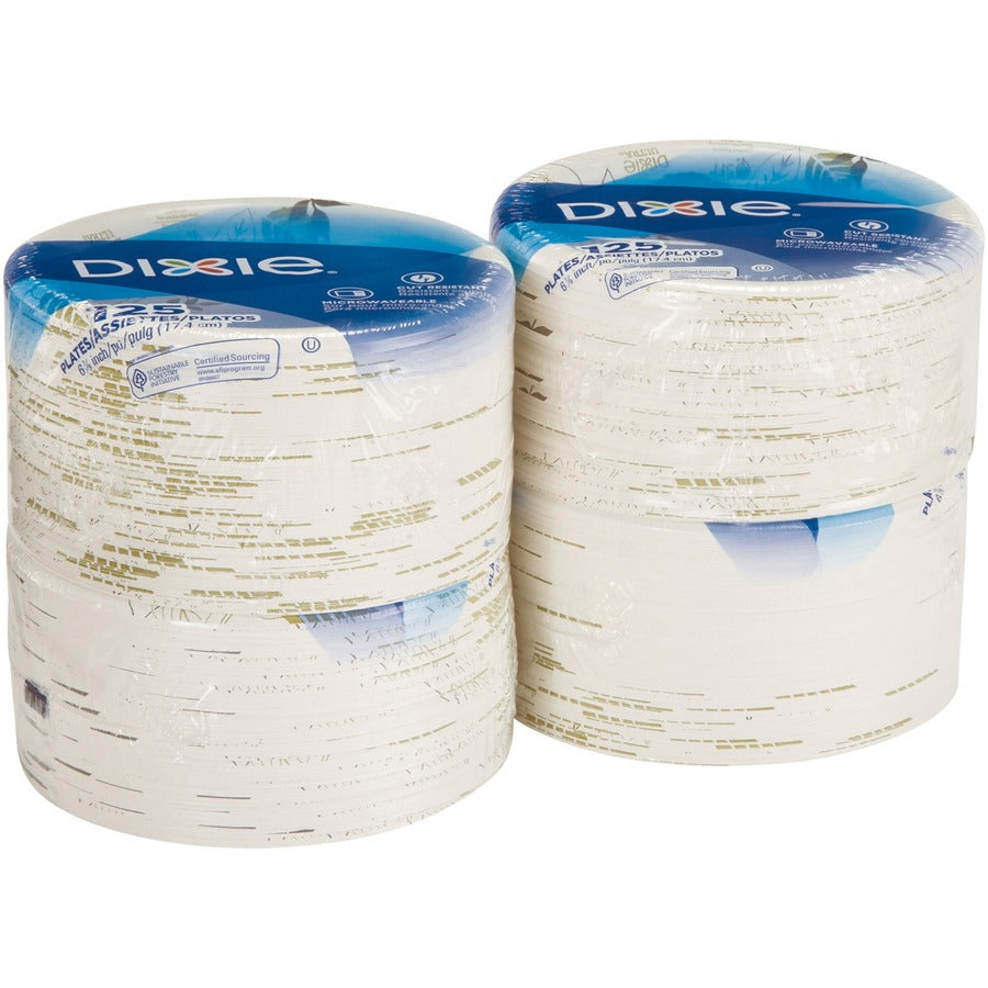 Dixie Pathways 7" Medium-weight Paper Plates by GP Pro - 6.9" Diameter - White - Paper Body - 125 / Pack - 4 / Carton