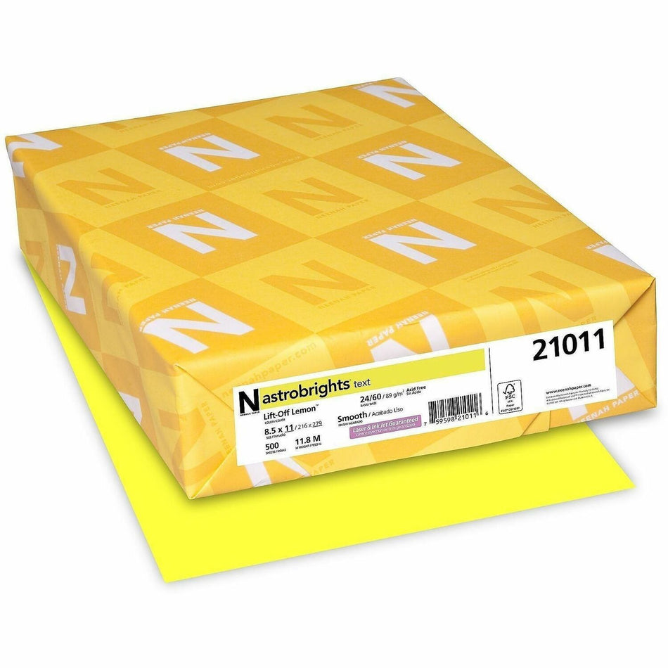 Astrobrights Color Paper - Lemon - Letter - 8 1/2" x 11" - 24 lb Basis Weight - Acid-free, Lignin-free - Lemon (Yellow) - 500 / Ream