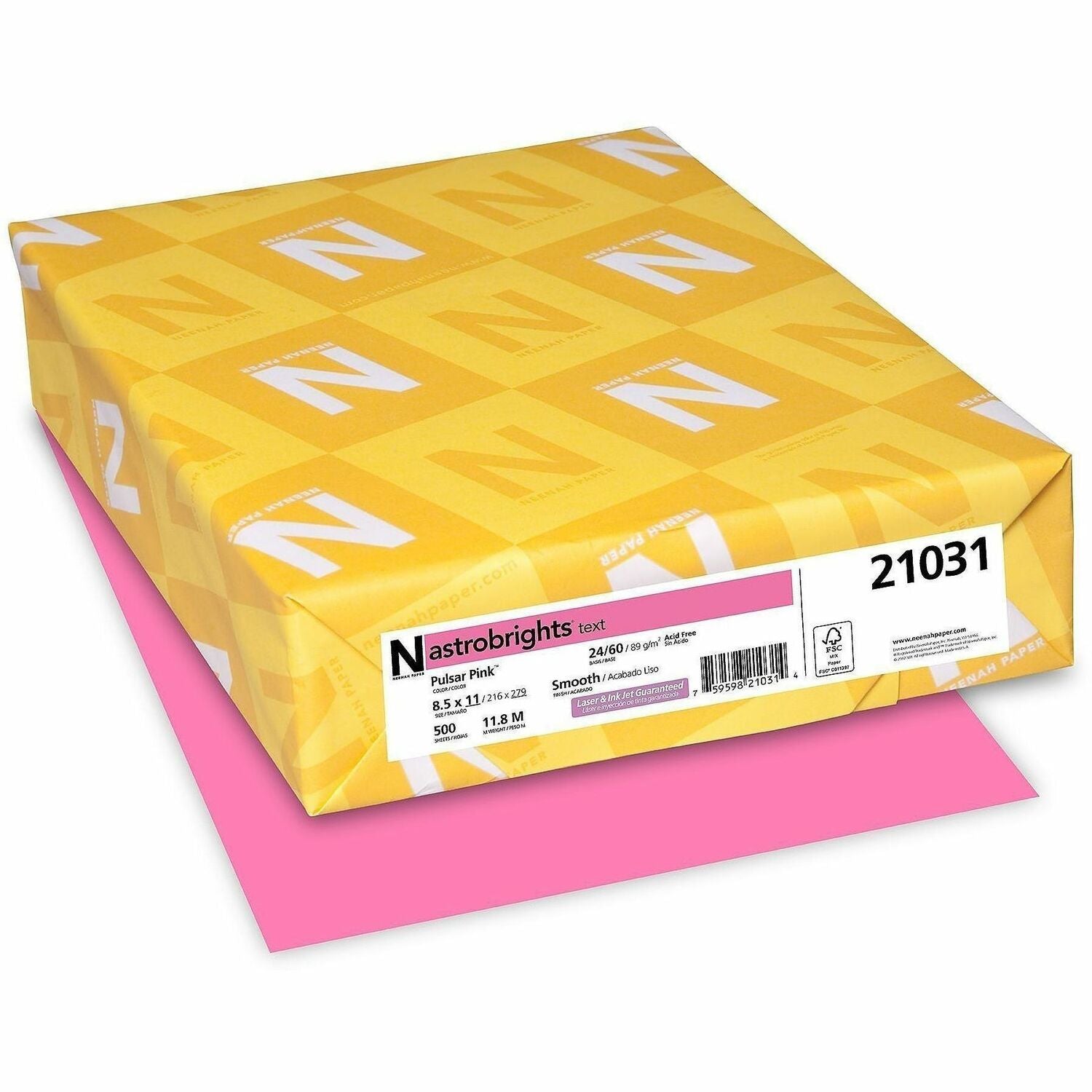 Astrobrights Color Paper - Pink - Letter - 8 1/2" x 11" - 24 lb Basis Weight - Acid-free, Lignin-free - Pulsar Pink - 500 / Ream