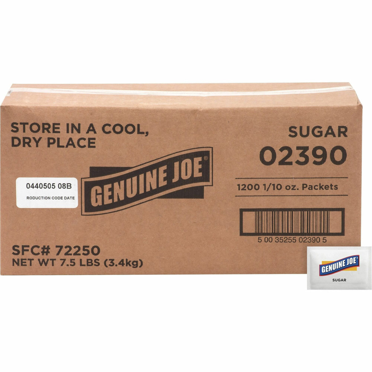 Genuine Joe Sugar Packets - 0.099 oz (2.8 g) - 1200 / Box