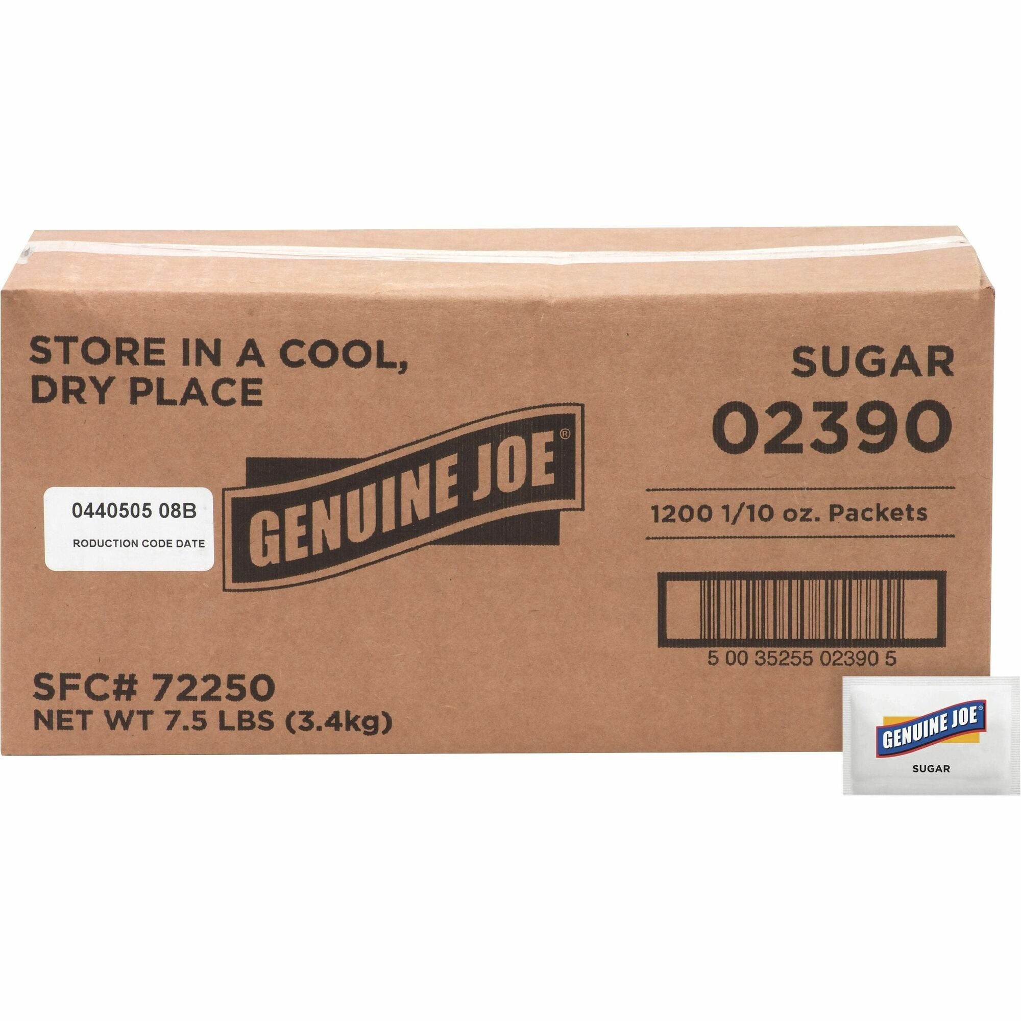 Genuine Joe Sugar Packets - 0.099 oz (2.8 g) - 1200 / Box