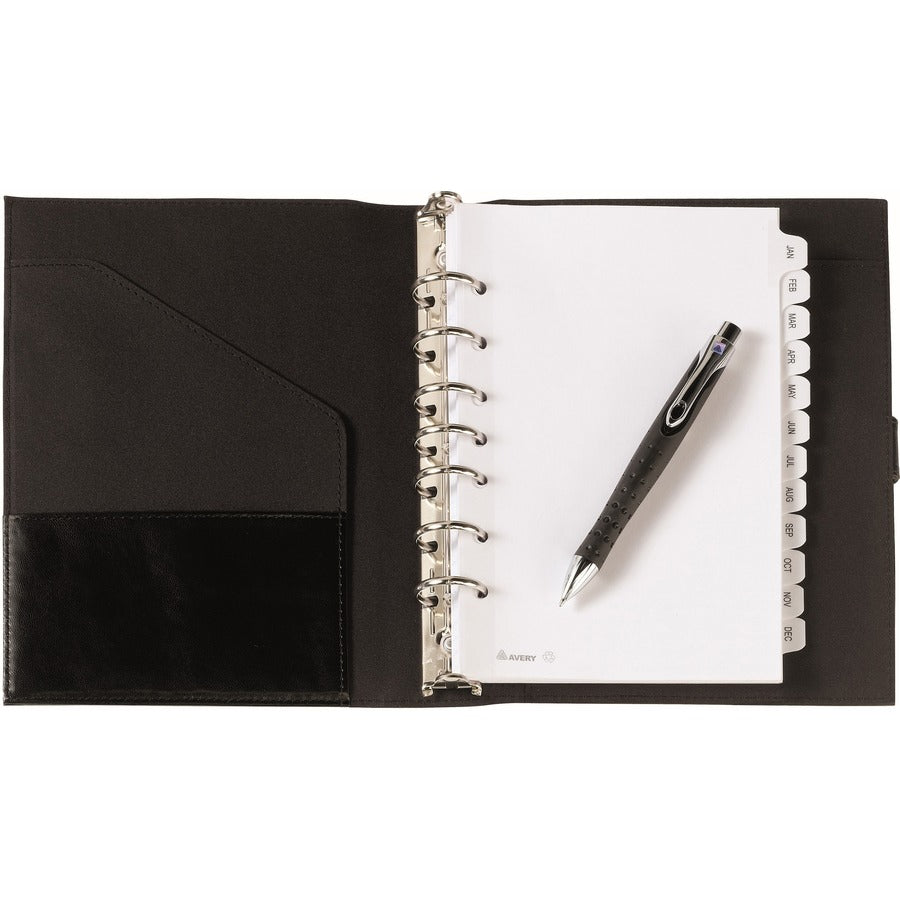 Avery® Monthly Preprinted Tab Dividers - 12 x Divider(s) - Jan-Dec - 12 Tab(s)/Set - 5.5" Divider Width x 8.50" Divider Length - 7 Hole Punched - White Paper Divider - White Paper Tab(s) - 20% Recycled - 12 / Set