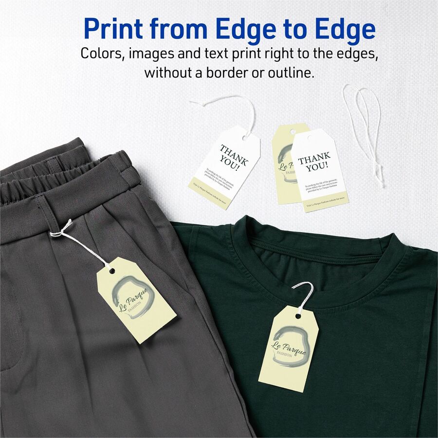 Avery® Printable Tags with String, 2" x 3.5" , 96 White Tags (22802) - 3.50" Length x 2" Width - Rectangular - String Fastener - Card Stock - White - 96 / Pack