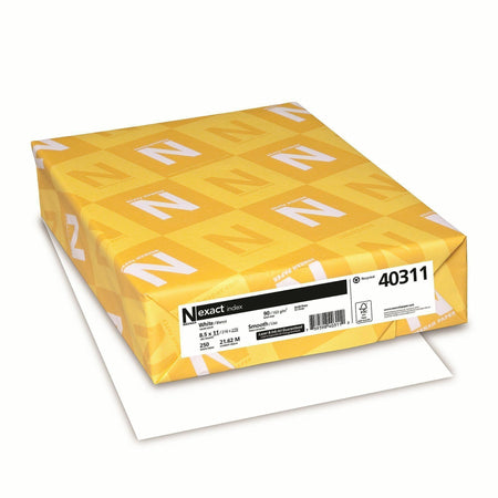 Exact Index Copy Paper - White - 94 Brightness - Letter - 8 1/2" x 11" - 90 lb Basis Weight - Smooth - Durable, Acid-free - White - 250 / Pack