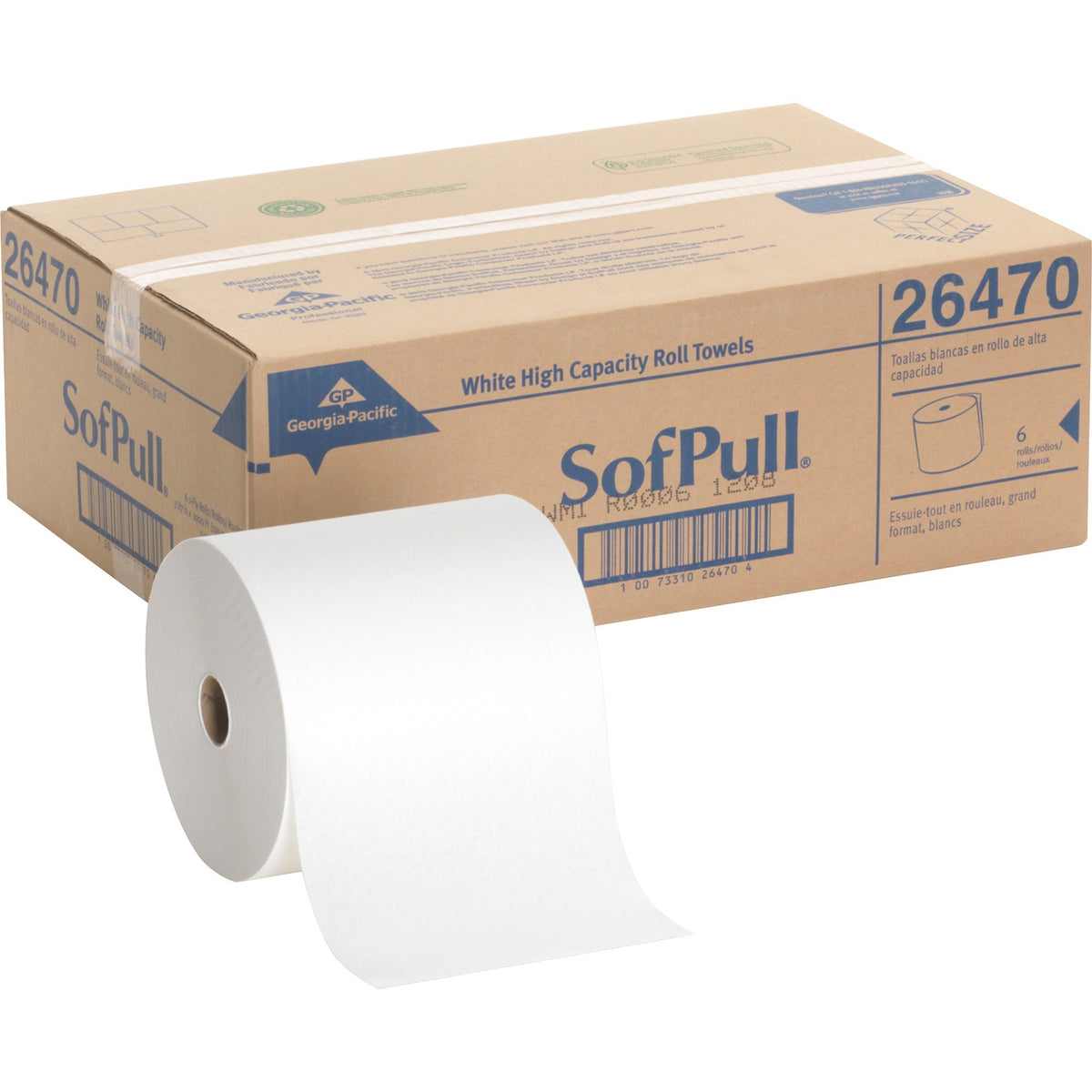 SofPull Mechanical Recycled Paper Towel Rolls - 1 Ply - 7.87" Width x 1000 ft Length - 7.80" Roll Diameter - White - 6 / Carton