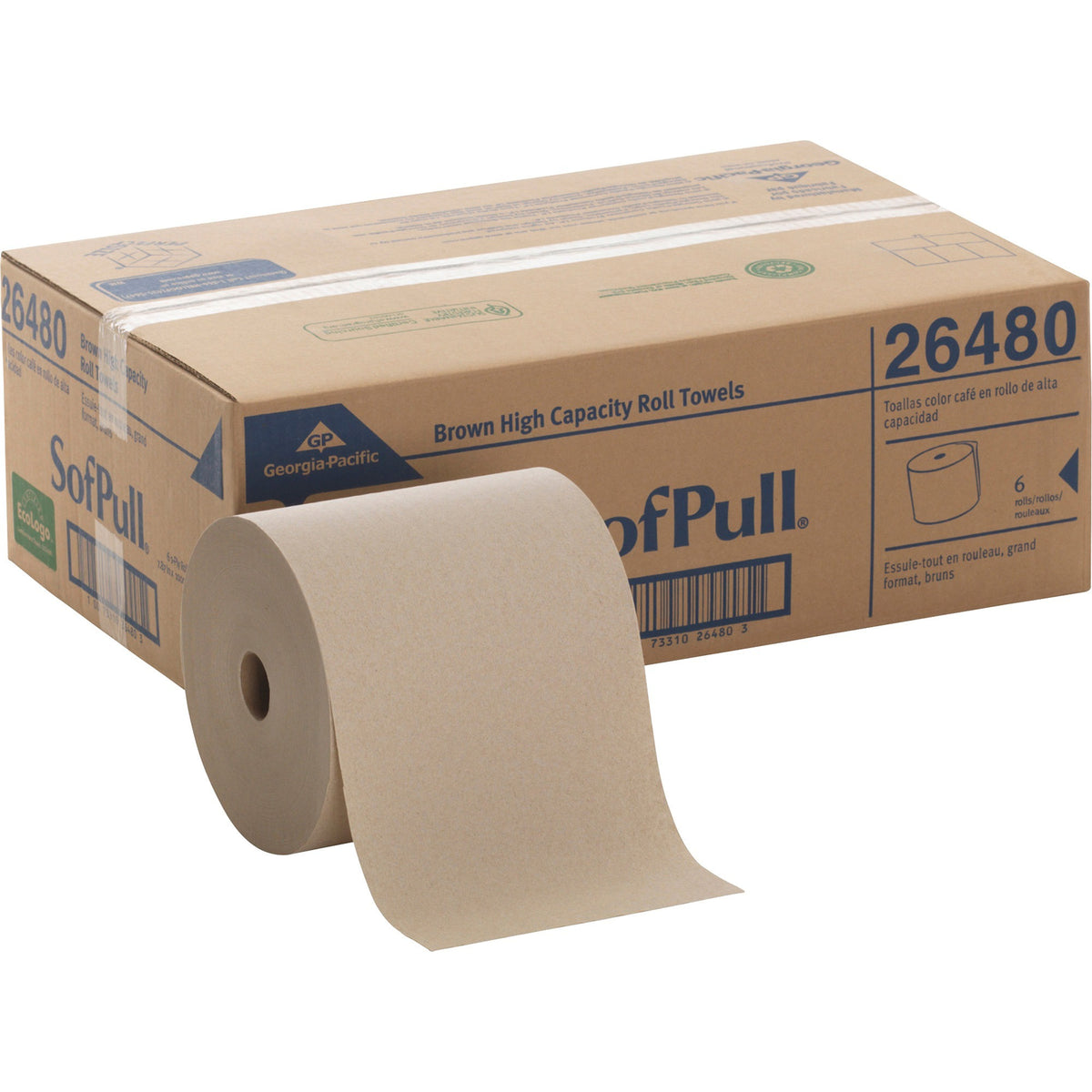 SofPull Mechanical Recycled Paper Towel Rolls - 1 Ply - 7.87" Width x 1000 ft Length - 7.80" Roll Diameter - Brown - Paper - 6 / Carton