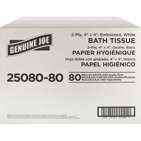 Genuine Joe Embossed Roll Bath Tissue - Left