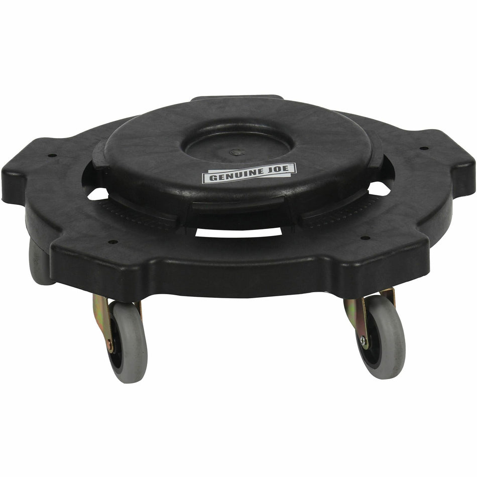 Genuine Joe 17.9" Round Dolly - 5 Casters - 3" Caster Size - Resin - 6.30" Height - Black - 1 Each