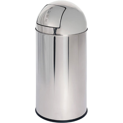 Genuine Joe Round Top Receptacle: 12 gal Stainless Steel Bin - Waste Containers & Lids