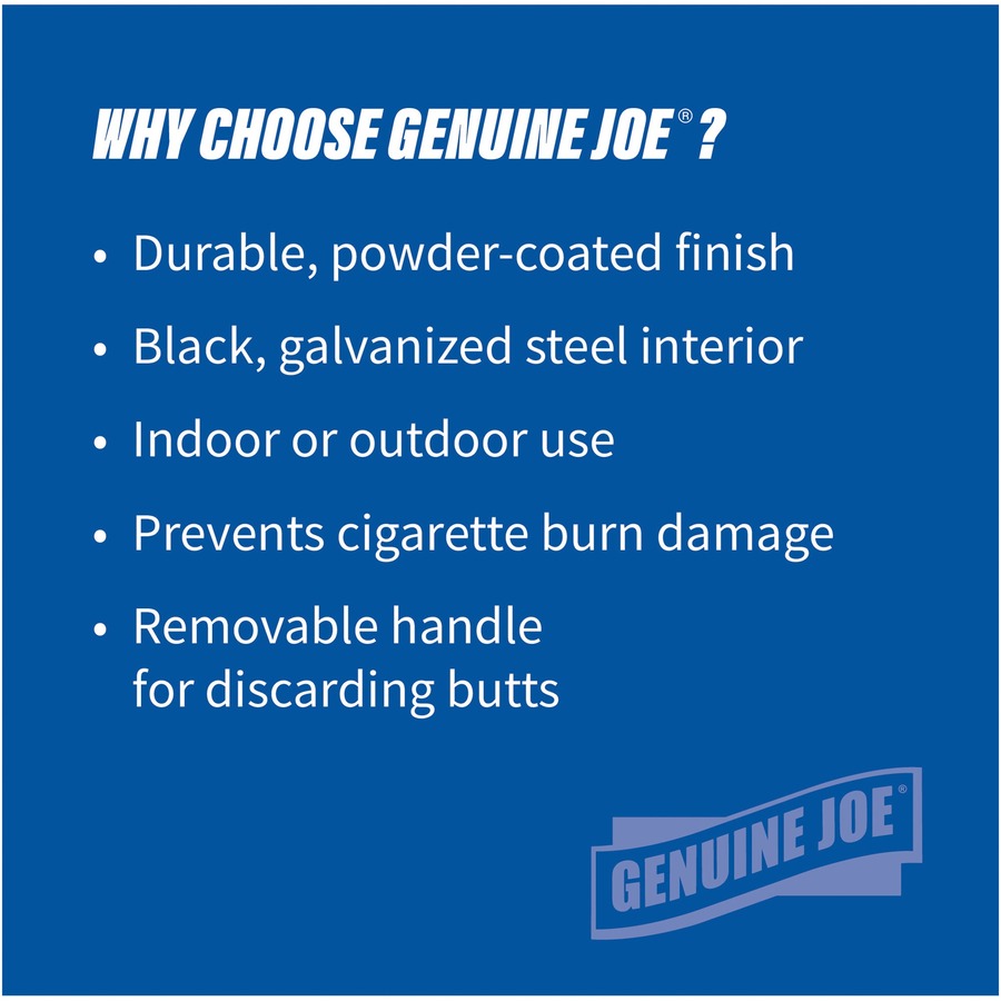 Genuine Joe 4.25 Gal Fire-safe Smoking Receptacle - 4.25 gal Capacity - Powder Coated, Durable, Weather Resistant, Fire-Safe, Handle - 37" Height x 16" Width - Galvanized Steel - Black - 1 Each