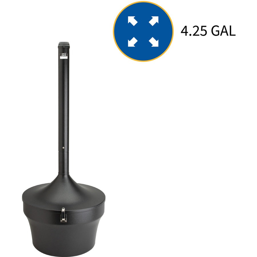 Genuine Joe 4.25 Gal Fire-safe Smoking Receptacle - 4.25 gal Capacity - Powder Coated, Durable, Weather Resistant, Fire-Safe, Handle - 37" Height x 16" Width - Galvanized Steel - Black - 1 Each