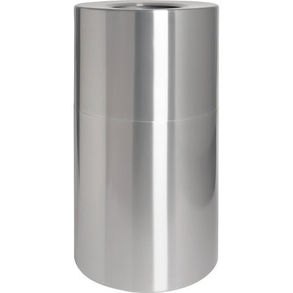 Genuine Joe Classic Cylinder Waste Receptacle - 35 gal - Weather/Fire/Leak Proof - Containers & Lids