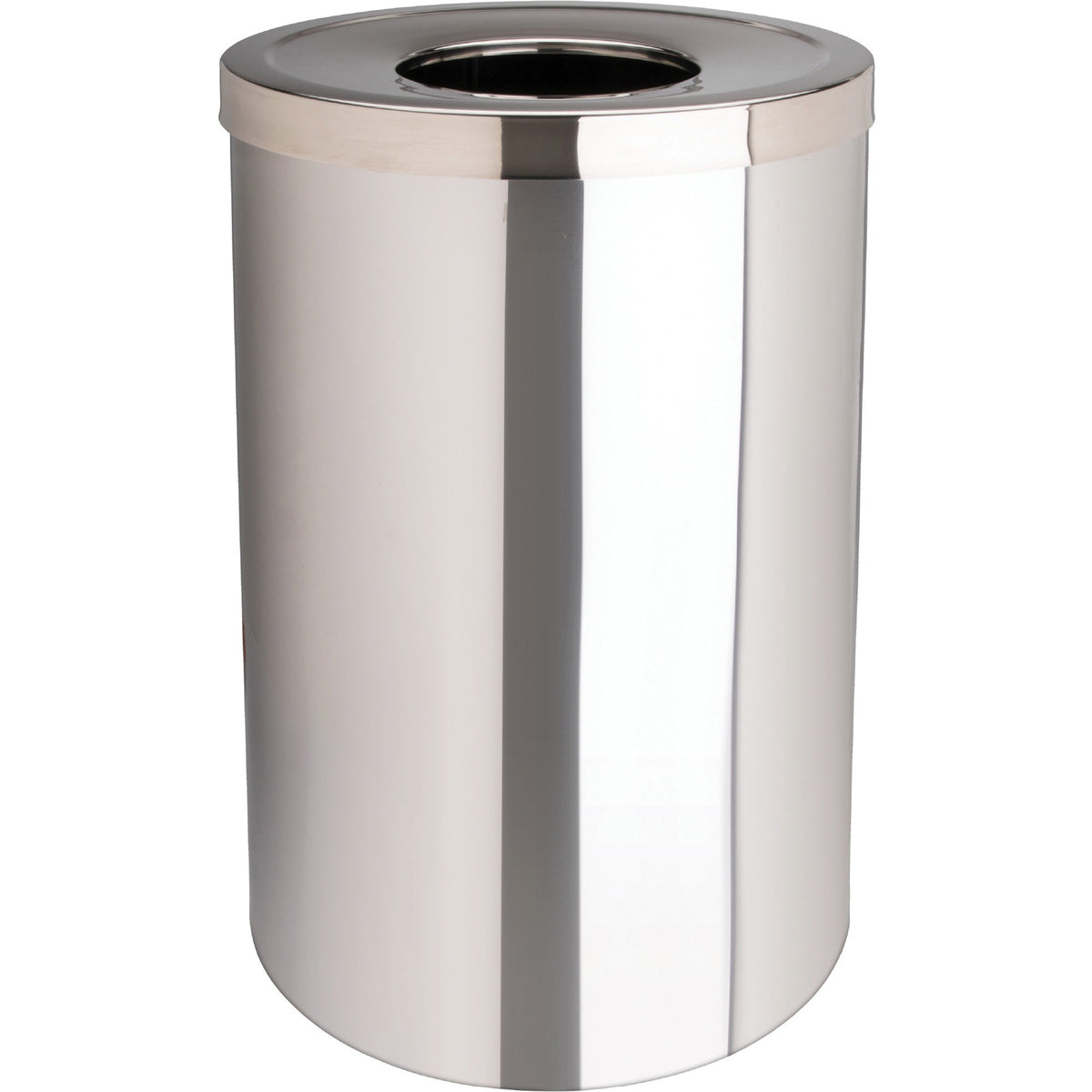 Genuine Joe Stainless Steel Trash Receptacle - 30 gal Capacity - Waste Containers & Lids