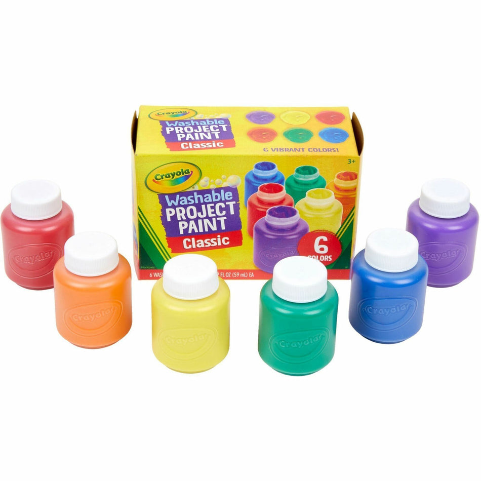 Crayola Washable Kids' Paint Set - 6 Color(s) - Yellow, White, Orange, Green, Red, Blue - 2 fl oz - Washable - 6 / Set