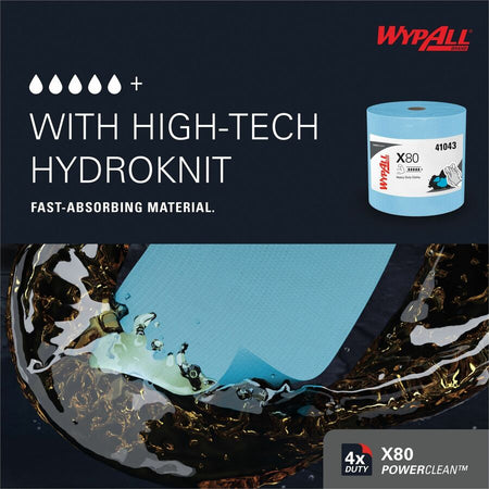 Wypall PowerClean X80 Heavy Duty Cloths Jumbo Roll - Left