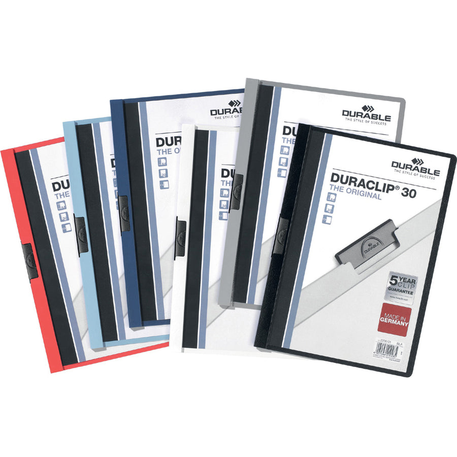 DURABLE DURACLIP Letter Report Cover - 8 1/2" x 11" - 30 Sheets Capacity - Vinyl, Steel - Black - 1 Each