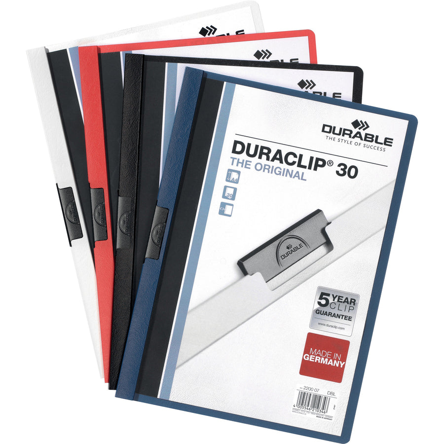 DURABLE DURACLIP Letter Report Cover - 8 1/2" x 11" - 30 Sheets Capacity - Vinyl, Steel - 1 Each