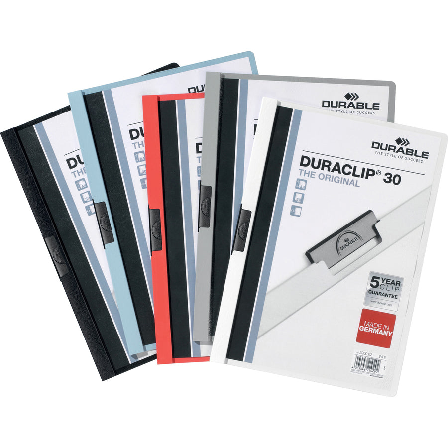 DURABLE DURACLIP Letter Report Cover - 8 1/2" x 11" - 30 Sheets Capacity - Vinyl, Steel - 1 Each