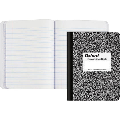 TOPS Composition Book: Wide-Ruled Sewn 100 Sheets 9.75’’ x 7.5’’ Black Marble Cover - Notebooks