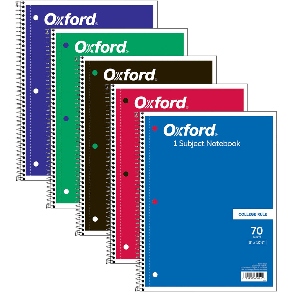TOPS One-subject Wirebound Notebook - 70 Sheets - Wire Bound - 10 1/2" x 8" Sheet Size - 0.25" Height x 8" Width x 10.5" Length - Assorted Paper - Red Card Stock, Black, Blue, Green, Purple Cover - Perforated - 1 Each
