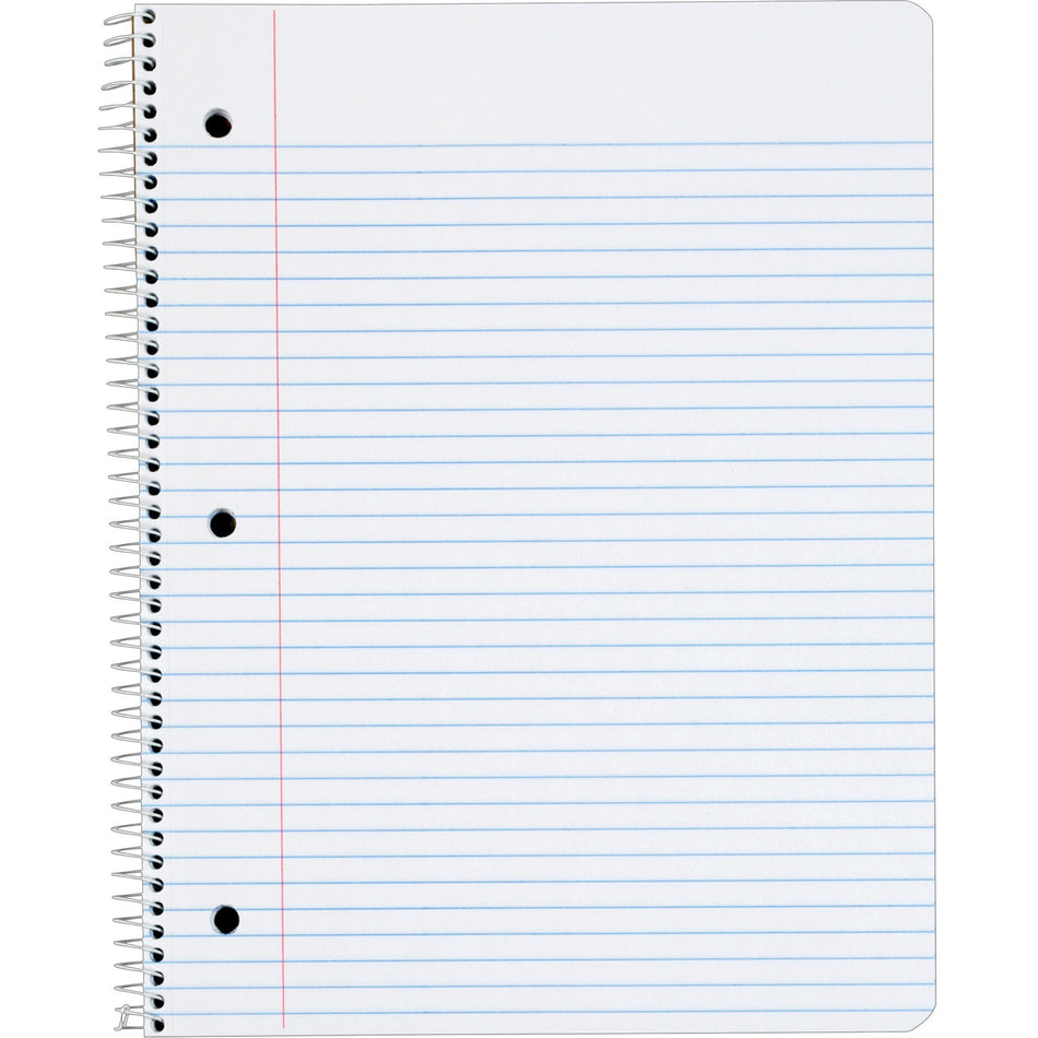 TOPS 1 - subject College - ruled Notebook - Letter - 100 Sheets - Wire Bound - Letter - 8 1/2" x 11" Sheet Size - 0.38" Height x 8.5" Width x 11" Length - Assorted Paper - Red Card Stock, Black, Blue, Green Cover - Perforated - 1 Each