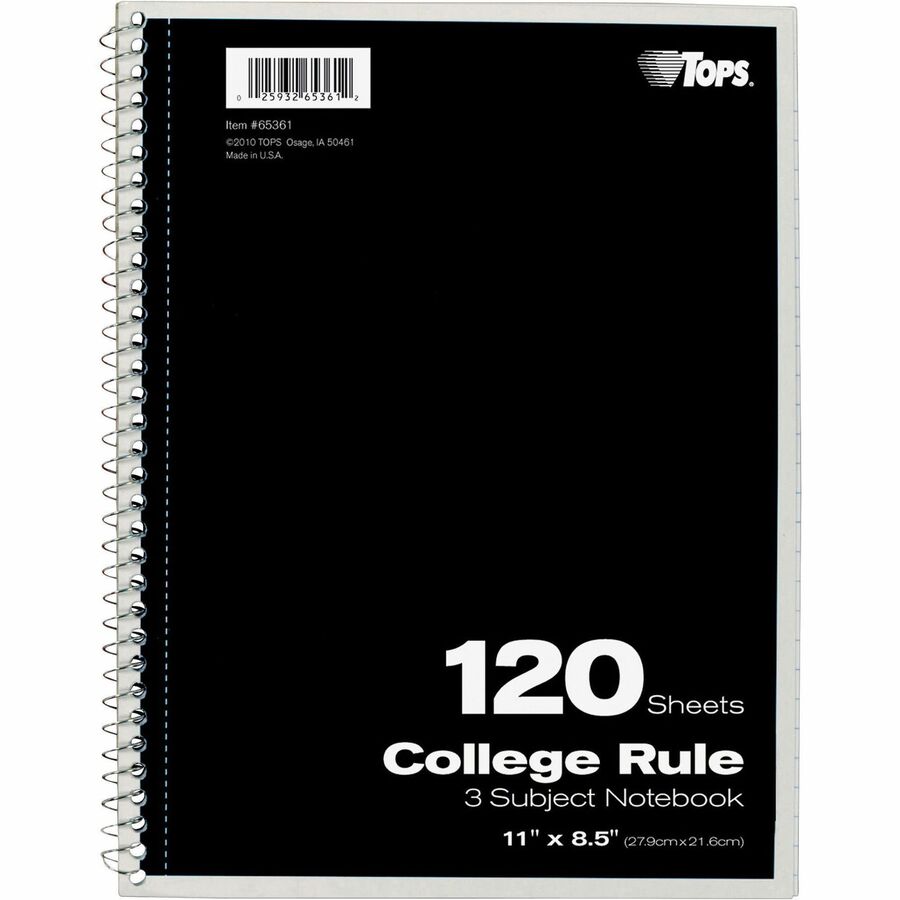 TOPS 3 - subject College Ruled Notebook - Letter - Front