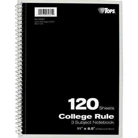 TOPS 3 - subject College Ruled Notebook - Letter - Front