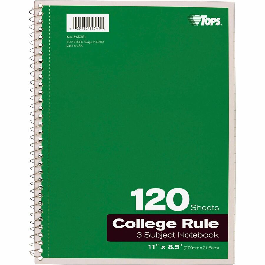 TOPS 3 - subject College Ruled Notebook - Letter - Alternate-Image2