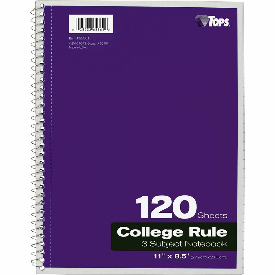 TOPS 3 - subject College Ruled Notebook - Letter - Alternate-Image3