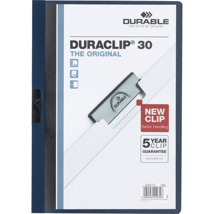 DURABLE DURACLIP Letter Report Cover: Navy Vinyl 30 Sheets Capacity - Covers